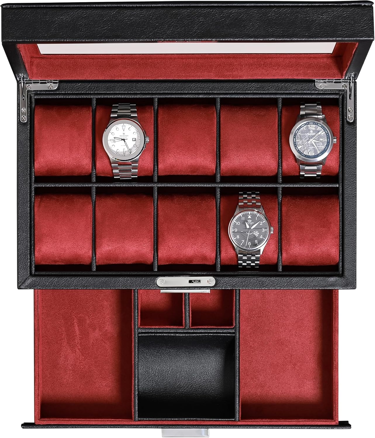 Luxury Watch Organizer - 10-Slot Watch Box in Leather with
