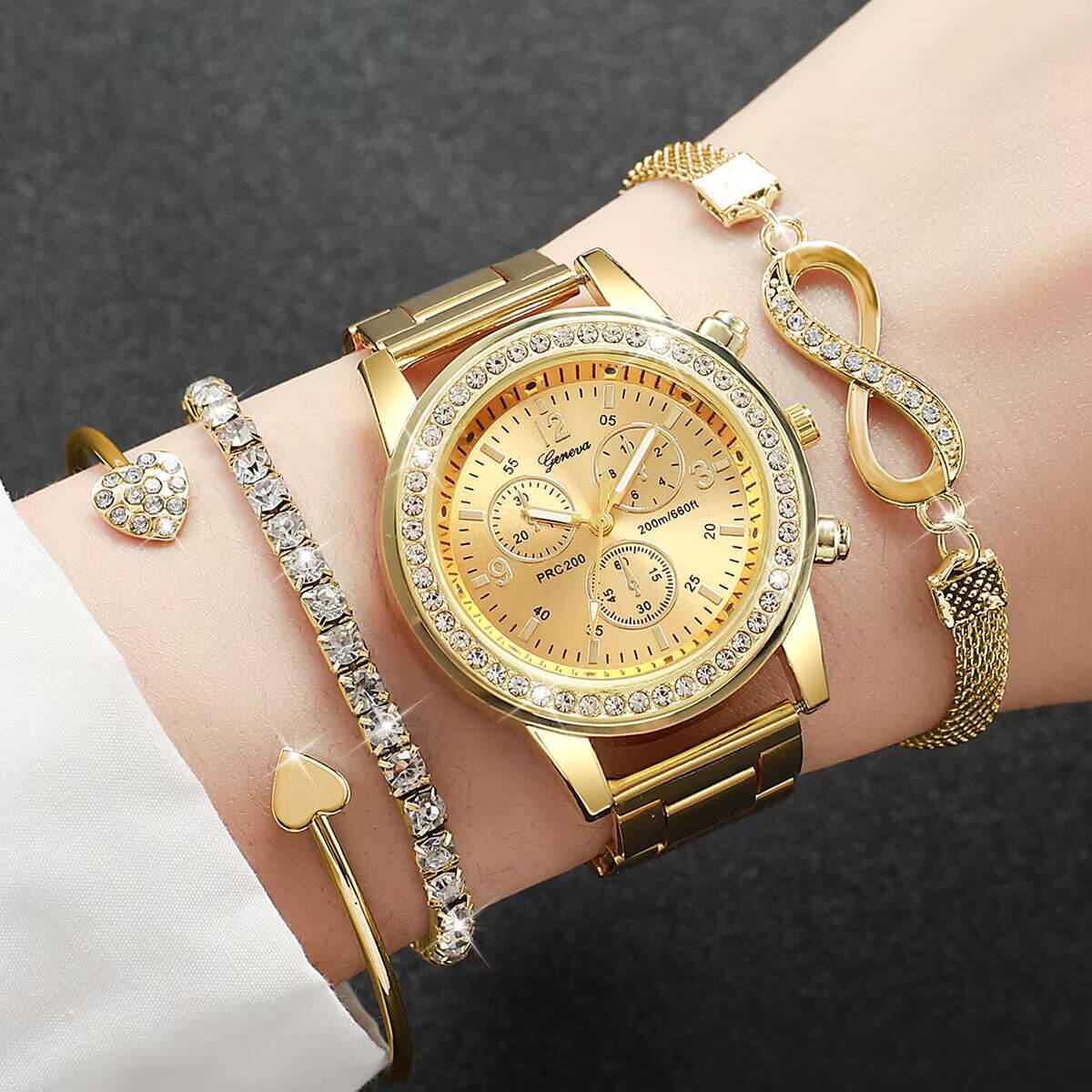 Luxury Watch Organizer - 4PCS/Set Luxury Rhinestone Women Watches Fashion