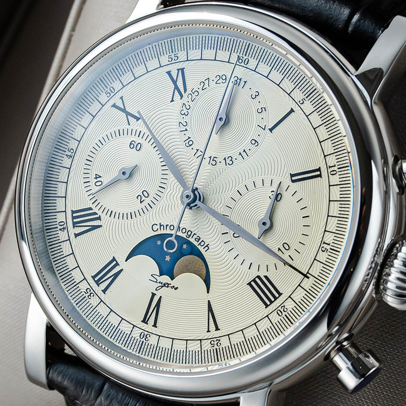 Sugess Men Watch ST1908 Swanne - Moonphase Complication Watch review and price
