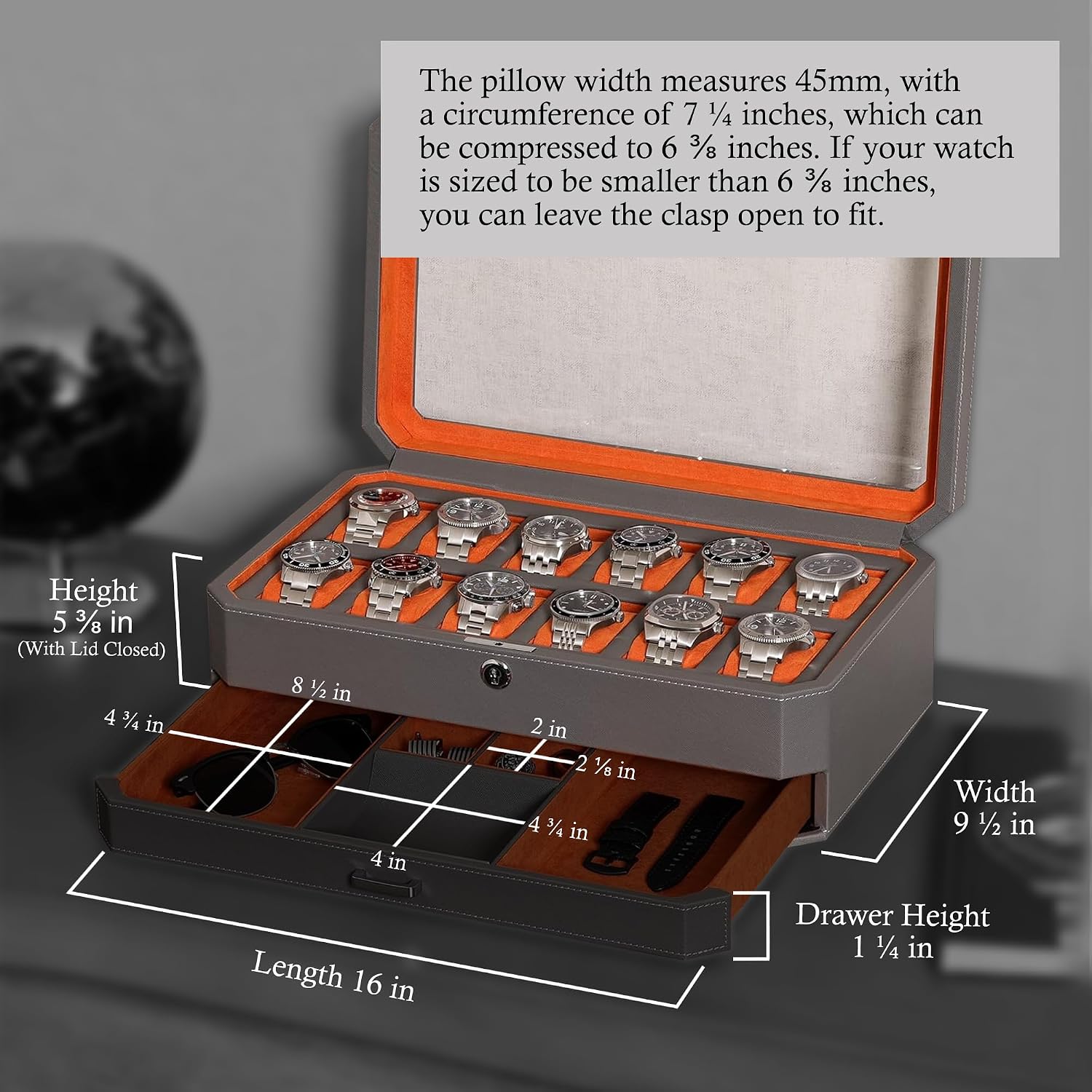12 Slot Leather Watch Box with - Luxury Watch Organizer review and price