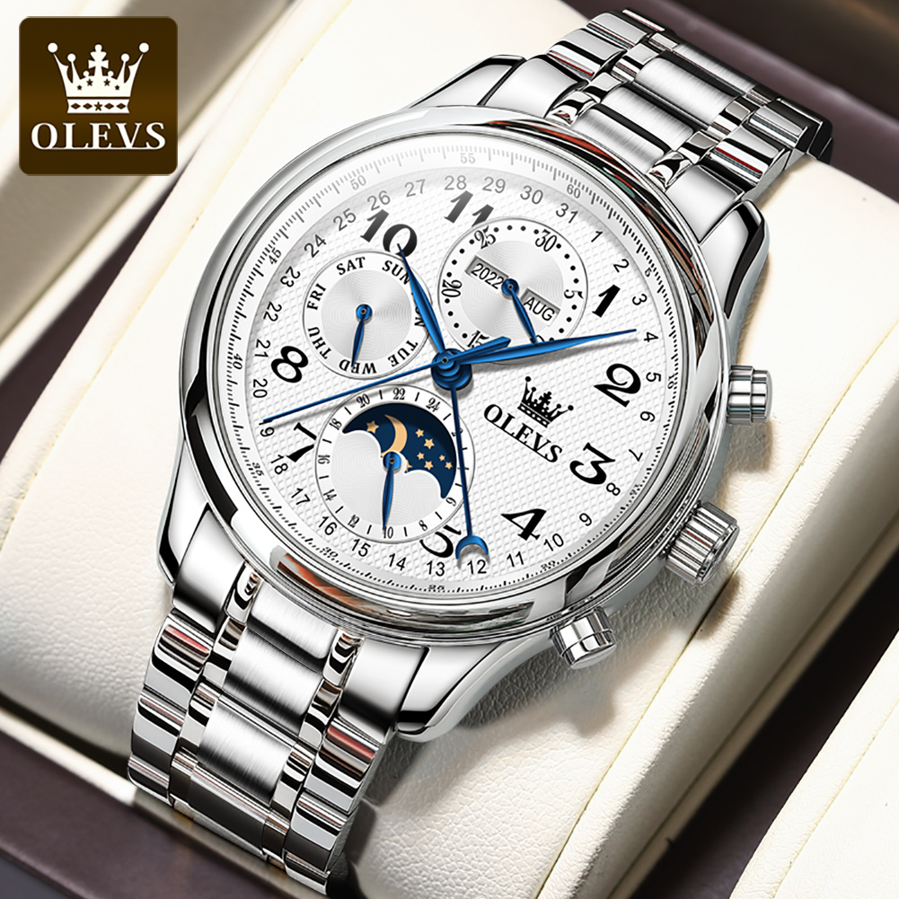 OLEVS 6667 Luxury Original Men - Moonphase Complication Watch review and price